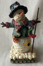 Snowman Glitter Hats Poly Resin Adorable Figureine 10.5"