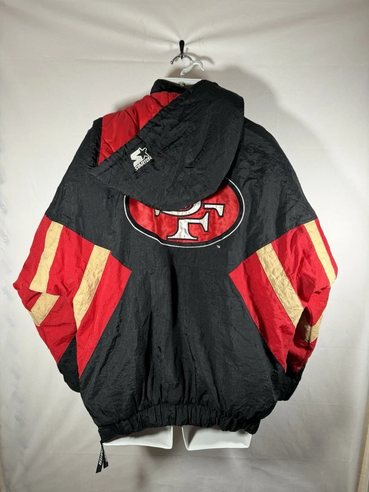 Chaqueta Pullover con Capucha Negra Talla Grande Vintage Años 90 Starter San Francisco 49ers Foto 4 de 4