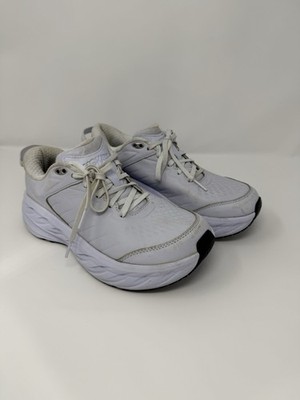 Hoka One Bondi SR Shoes Womens Size 8 White Slip Resistant Leather Work