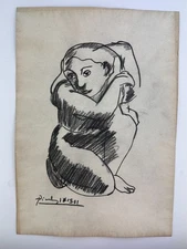 Pablo Picasso COA Art Painting Original Drawing Vintage Paper Signed