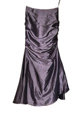 DRESSCODE Satin Plum Brown Ruched Evening Dress Women's UK•10 Strapless Elegant 