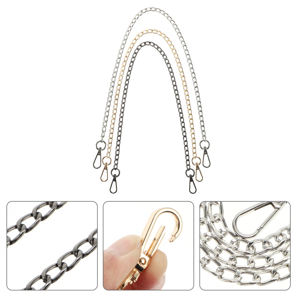 3Pc Shoulder Bag Chain Replacement Straps for Men & Women  