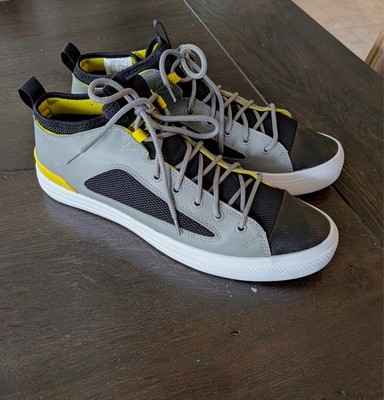 Size 12 Men/14 Women Converse Chuck All Star Ultra Mid Gray Black White Yellow