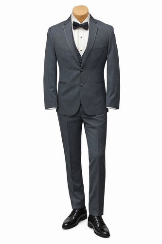 Men's Michael Kors Eternity Charcoal Grey Tuxedo w Pants & Vest Slim Fit 43R 37W