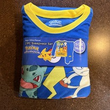 NWT Pokemon Boys 14/16 Pajama Set Pikachu Flannel Flame Resistant 2PC PJs