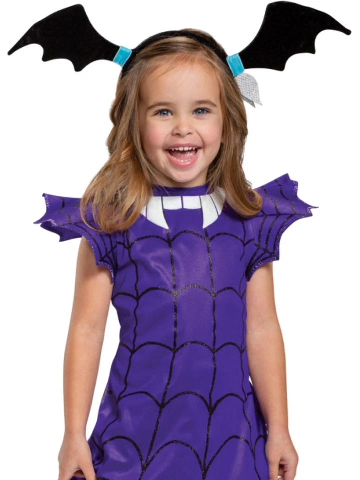 Disney Niñas Pequeñas Púrpura Vampiro Disfraz Vampiro Halloween Vestido 3T-4T Foto 2 de 3