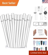 Durable 10.5'' Clear Plastic Straws - Dishwasher Safe & BPA-Free for Tumblers