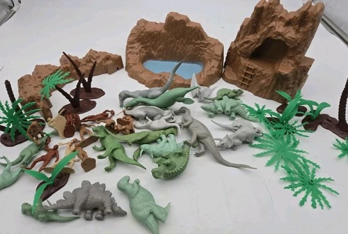 Marx Vintage Prehistoric Playset, Dinosaurs, Cavemen Trees
