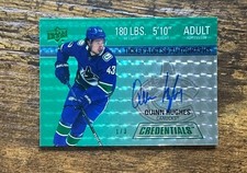 2021-22 Upper Deck Credentials Auto Green #RTAAQH Quinn Hughes 1/3 X14549