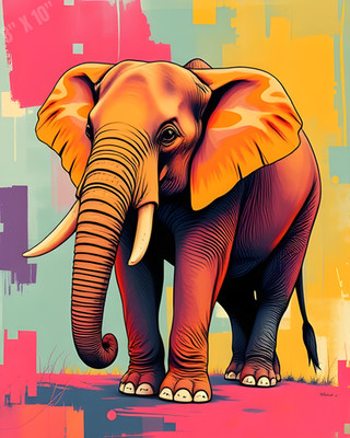 Asian Elephant Pop Art 8X10 Print