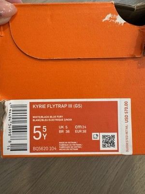 Nike Kyrie Flytrap III Kids' Basketball Shoes Sneakers, Size 5.5Y, BQ5620-400