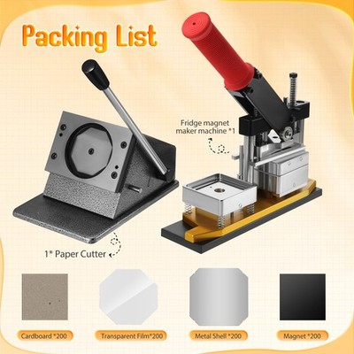 2x2in Square Magnet Making Fridge DIY Photo Magnet Maker Press Machine +Cutter