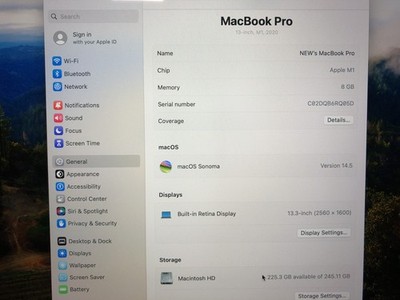 A2338 Apple MacBook Pro 13-inch 2020 M1 | 8GB RAM | 256GB SSD