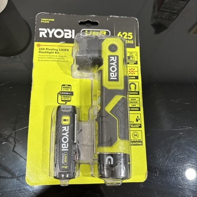 Ryobi USB Lithium LED Pivoting Laser Magnetic Flashlight Kit 625 Lumens