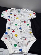 VTG Carters Baby Bodysuit 9-11 Lbs White Cotton Bear Balloon Print Made In USA