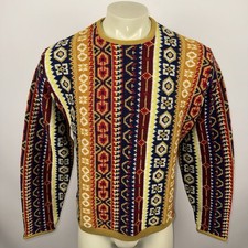 Vtg Campus Sweater Mens XL 60s 70s Expression Shirt Hippie Disco Mod Boho USA
