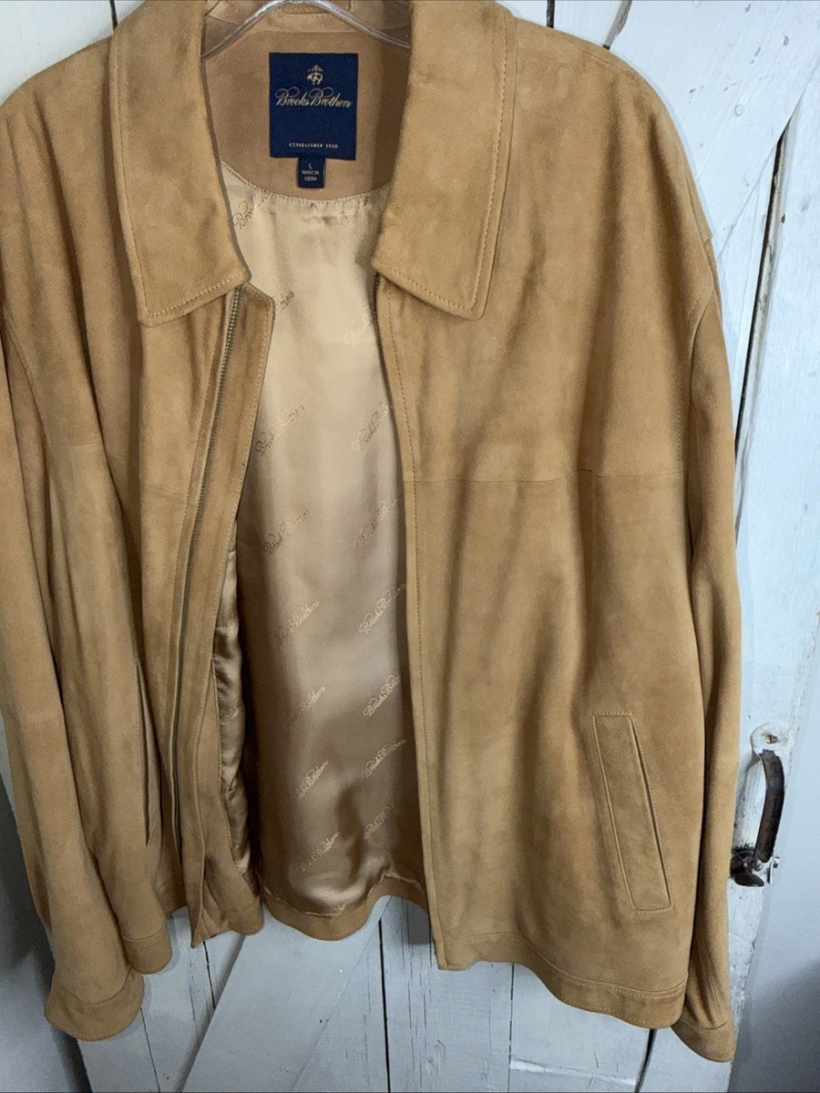 Vintage Brooks Brothers Jacket Mens L Brown Suede Leather Bomber