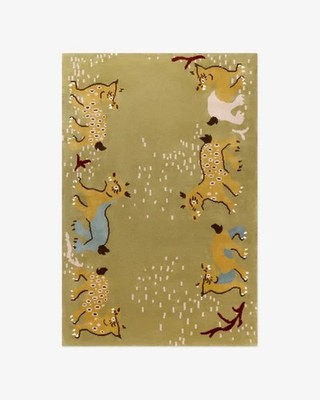 Nordic Knots Grace 03 Fauna Rug Sage Green 100% Wool Hand-Tufted Animal Print