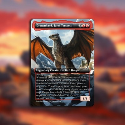 Dragonhawk, Fate's Tempest MTG Playtest Custom Alt Art Card For Commander 