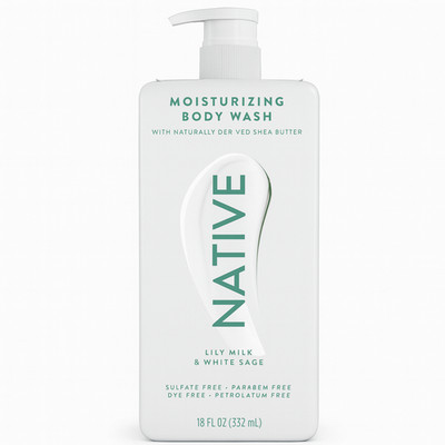 Native Moisturizing Body Wash Lily Milk & White Sage 18 oz 1 Pack New
