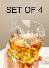 Set of 4 Whiskey Glass Rum Bourbon Tequila Gin Vodka OJ Bar Restaurant Liquor