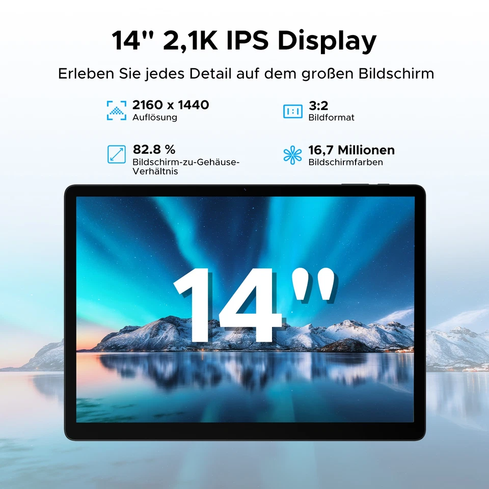 2025 DOOGEE TabE3Max 14 Zoll Tablet 32GB+256GB 13500mAh Tablet Android15 Neu Set - Bild 2 von 4