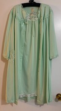 Vintage Shadowline Mint Green Women's Sleepwear Set Gown and Peignoir Large