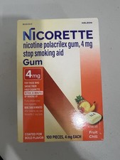 Nicorette Stop Smoking Gum - 4MG Fruit Chill - 100 Count, Exp 2/28