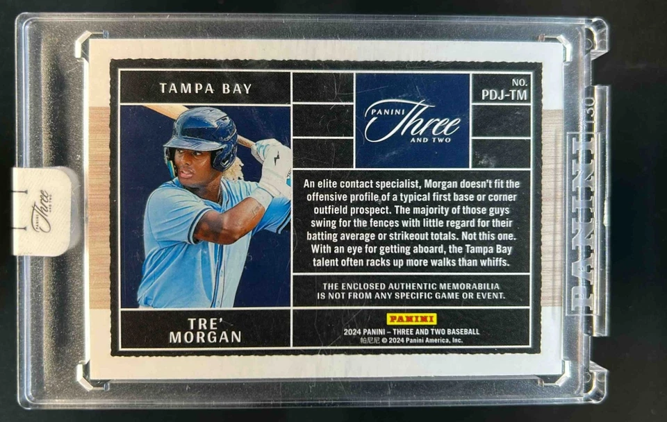2024 Panini Three and Two Tre' Morgan Prospect Dual Jerseys #23/49 Rays - Image 2 of 2