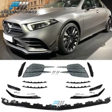 Fits 20-22 Benz W177 A35 AMG Style Front Bumper Lip w/ Grille Gloss Moulding