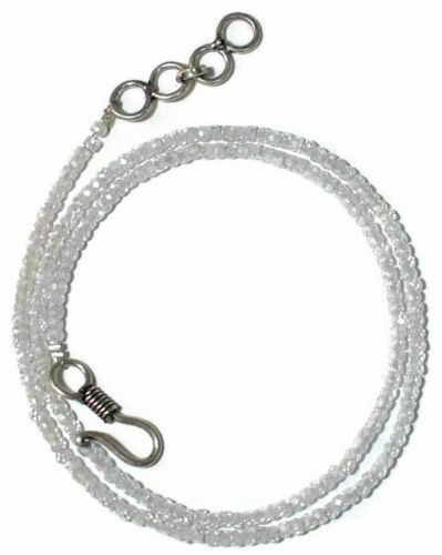 Collier Perles Tourmaline Noire 3 Mm En Argent 925 - Rondelle à Facettes, Fait Main, Longueur 18 Pouces
