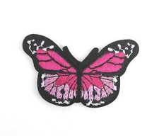 PINK Butterfly Iron on Embroidered Patches Sew Applique Repair Patch 1583