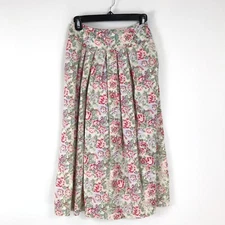Vintage Herman Geist Floral Skirt Women's Size 6 Pleated Pockets Cottagecore