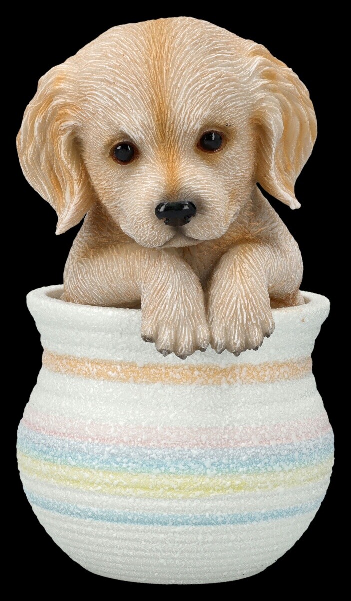 Dog Figurine - Golden Retriever In Pot - Gift Breeder - Dog Breed Decor H: 16