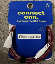 Braided Red 6 ft to USB cable Connect onn for...