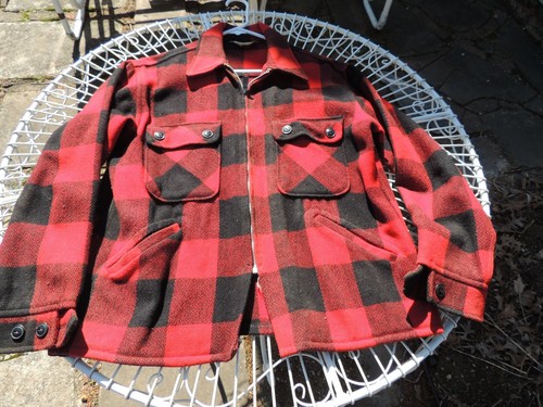 Vintage Penny's Men's Black & Red Wool Plaid Hunting Jacket Hunter Maybe Med??? - Picture 8 of 12