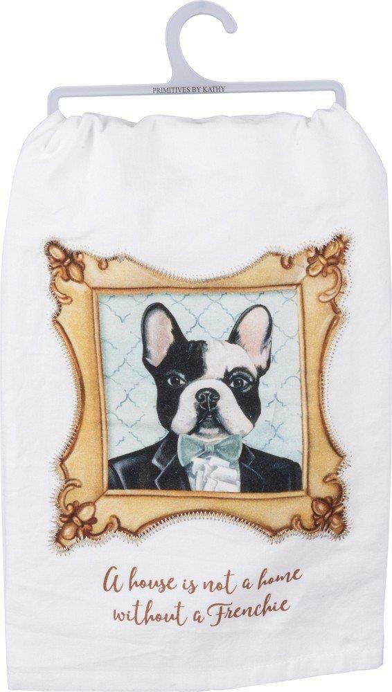 Frenchie French Bulldog Dog Cotton Tea Dish Kitchen Towel Primitives by ...