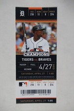 DETROIT TIGERS VS ATLANTA BRAVES 4/27/2013 FULL TICKET ~ AUSTIN JACKSON