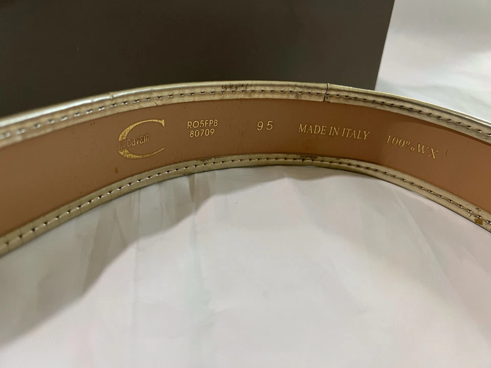 Auténtico cinturón para mujer Roberto Cavalli cuero dorado HECHO EN ITALIA R05FPB80709 Foto 2 de 4