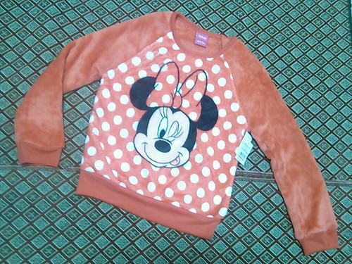 Disney Minnie Mouse Girls Red Polka Dot Minky Sweatshirt Size 6 6X Small NWT - Picture 2 of 3
