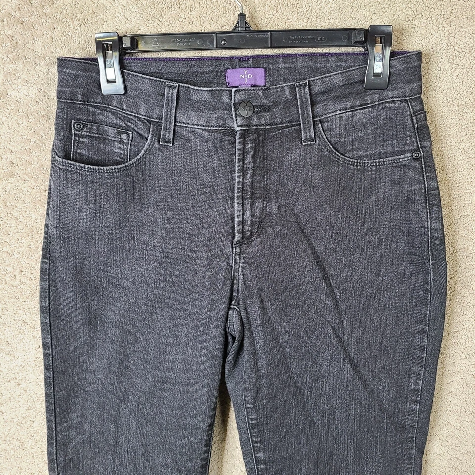 NYDJ Jeans Womens 6 Black Skinny Mid Rise Lift Tuck Denim Rhinestone Stretch - Image 2 of 4