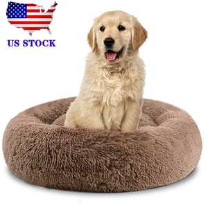Pet Dog Cat Calming Bed Ultra Soft warm Round Washable Bed ...
