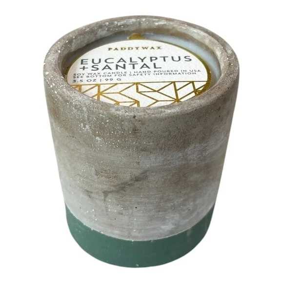 Vela perfumada PADDYWAX de eucalipto y santal de soja con base de concreto de 3,5 oz nueva con etiquetas Foto 3 de 4