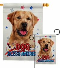 Patriotic Golden Labrador Retriever Garden Flag Dog Decorative Gift Yard Banner