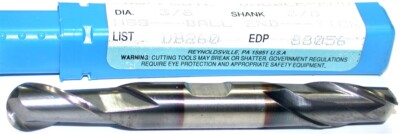 Niagara 3/8'' 3/8'' Shank 2 Flute Double End TiAlN Coated Ball End Mill 88056 New