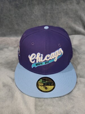 NEW ERA 59 FIFTY MLB CHICAGO WHITE SOX PURPLE BLUE SKY FITTED HAT