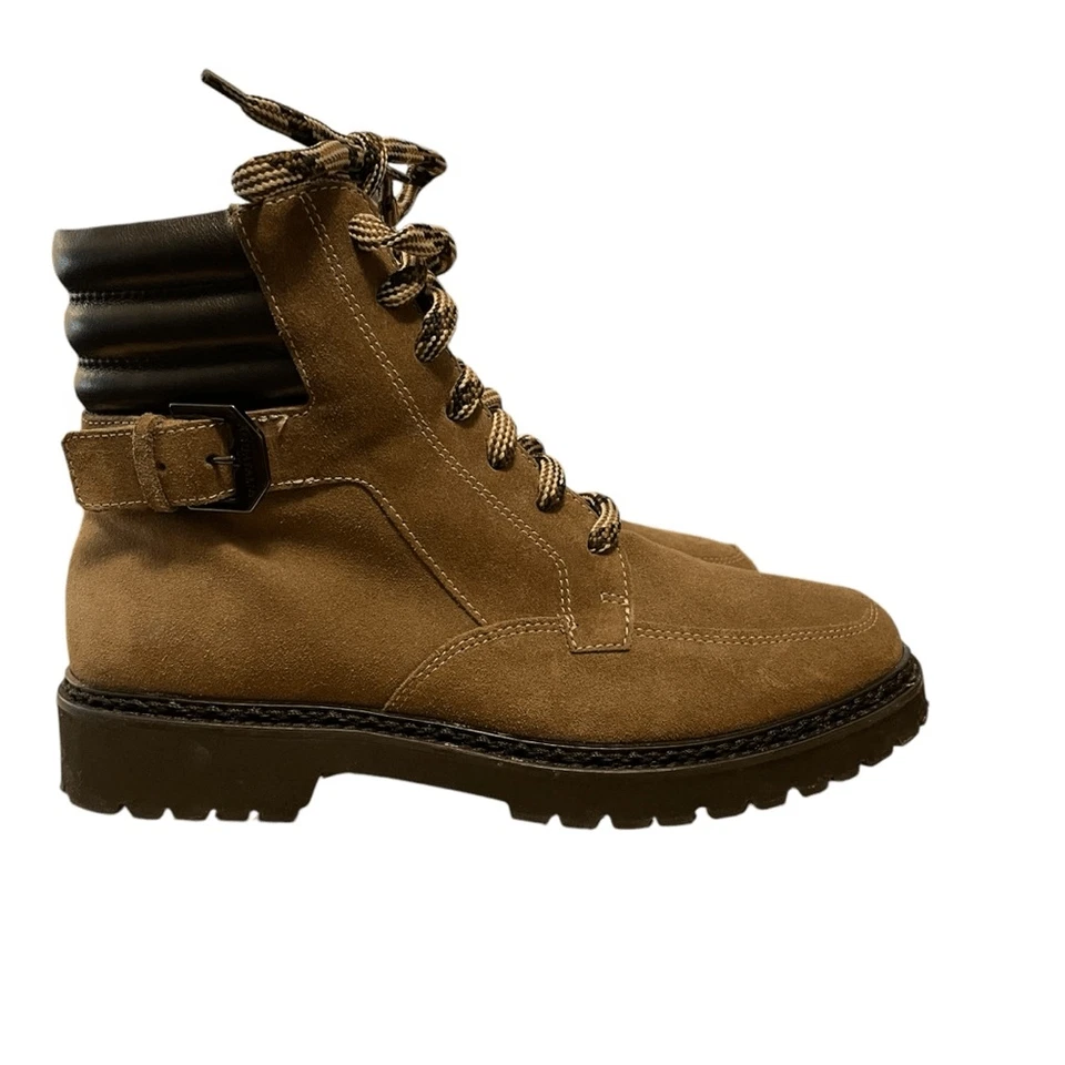 Aquatalia Mayra Impermeable Botas Moto Gamuza Cuero Marrón Negro 8.5 Foto 4 de 4