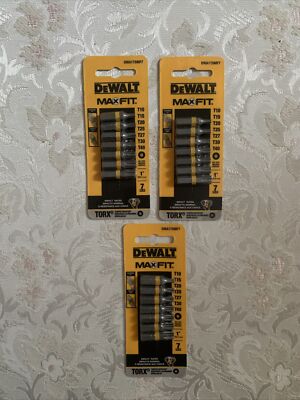 3x Dewalt Maxfit 1  Steel Torx Bit Tips Set (7-piece) DWA1TSMF7