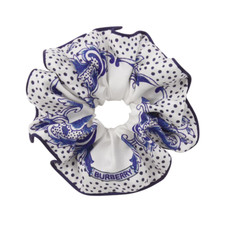 NWT Burberry Ceramic-print 100% Silk Scrunchie in Pale Indigo color 12cmBrandNew