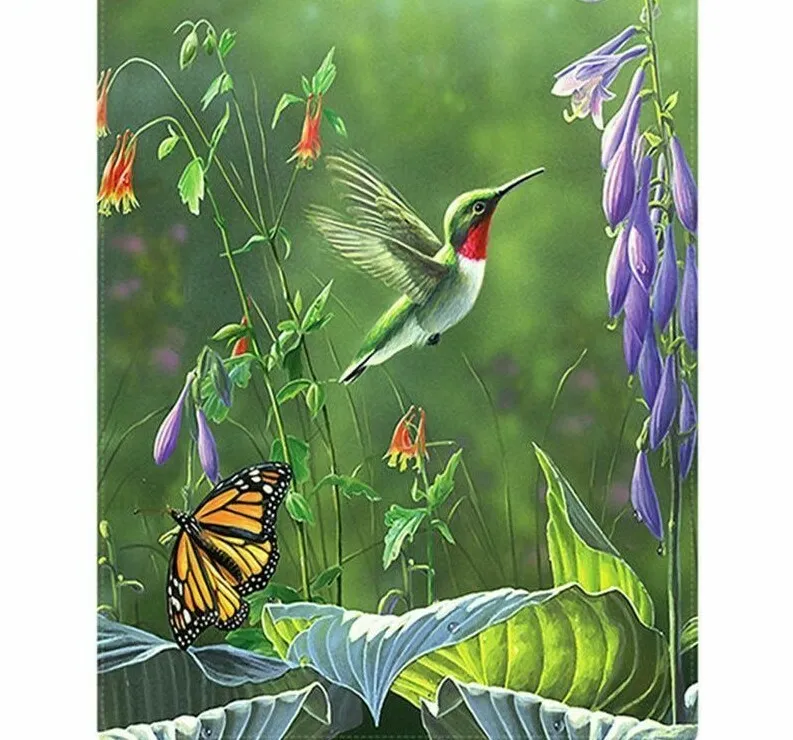 Diamond Painting Butterfly Bird And Flowers Design Simple House